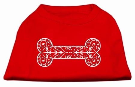 Henna Bone Screen Print Shirt Red Med